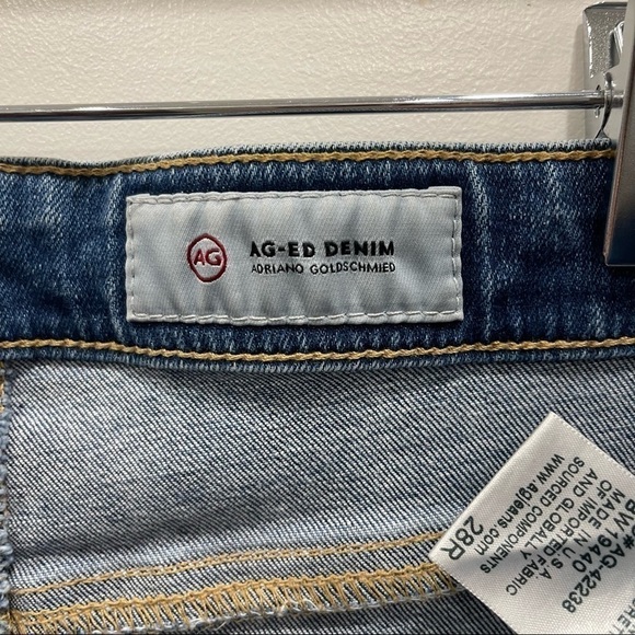 AG The Farrah Skinny Ankle High-Rise Jeans Blown Out Knee Raw Hem Size 28R - Picture 7 of 10